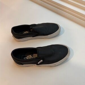 Vans women Black leather Slip-On Shoes